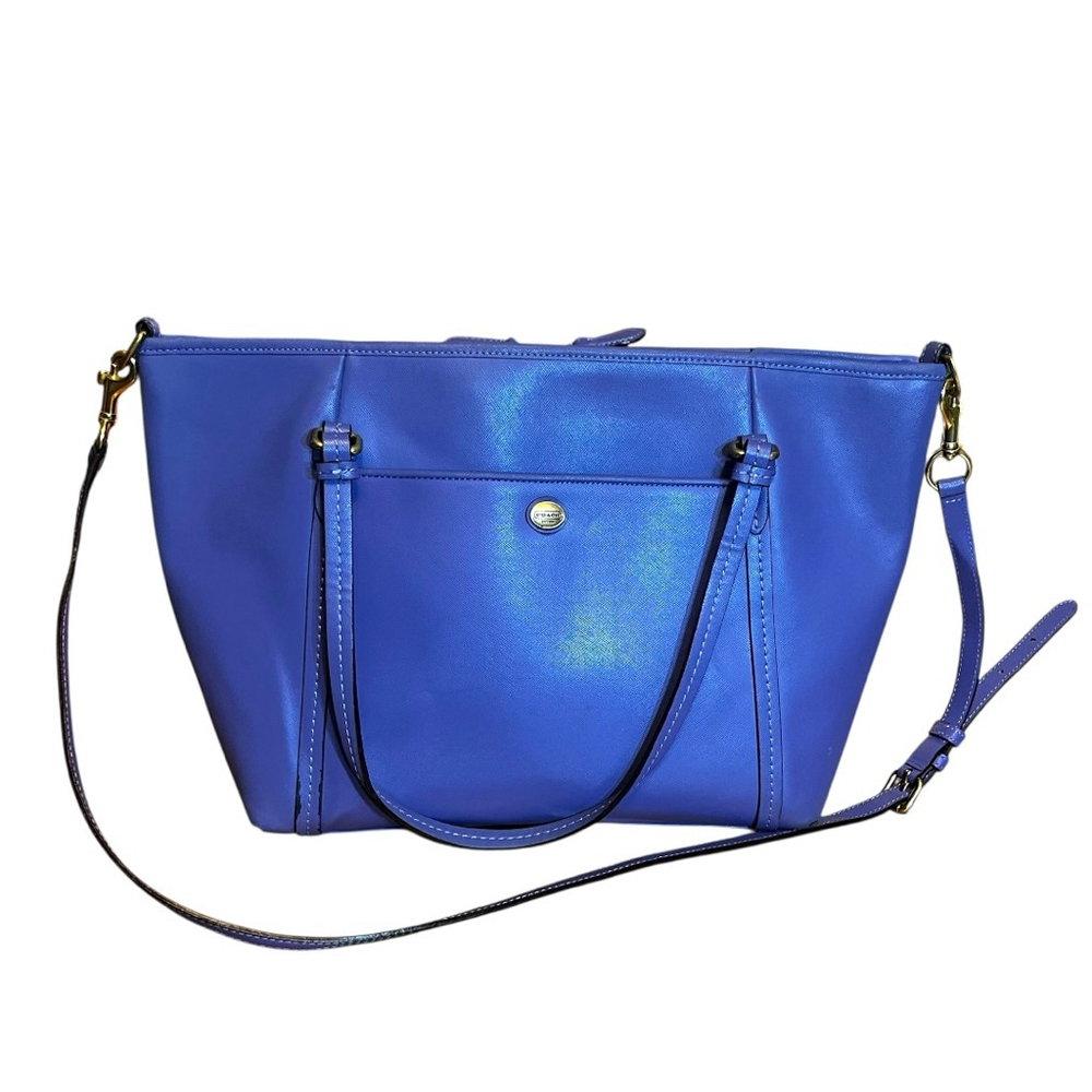 Coach Peyton Leather Pocket Tote F25667 – Porcelain Blue